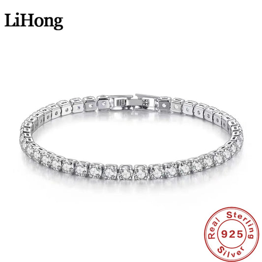 S925 Sterling Silver Tennis Bracelet - Zirconia Charm Jewelry for Women 4mm 16-20cm - ZOOMNSTORE