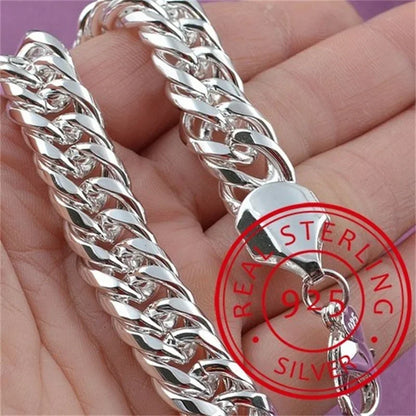 Fine Noble 925 Sterling Silver Solid Chain Bracelet For Women Men Charm Party Gift Wedding party Fashion Jewelry - ZOOMNSTORE