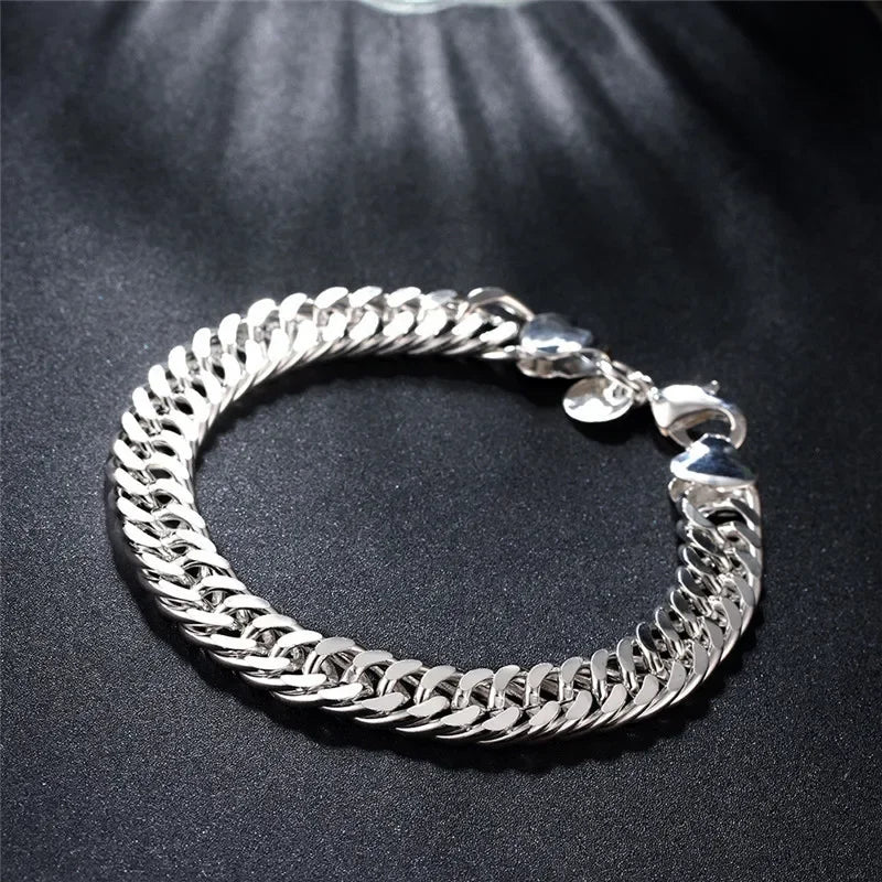 Fine Noble 925 Sterling Silver Solid Chain Bracelet For Women Men Charm Party Gift Wedding party Fashion Jewelry - ZOOMNSTORE