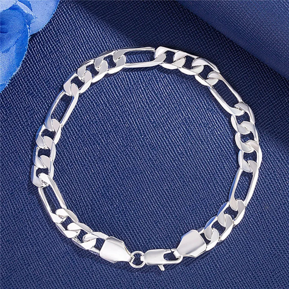 Fine Noble 925 Sterling Silver Solid Chain Bracelet For Women Men Charm Party Gift Wedding party Fashion Jewelry - ZOOMNSTORE