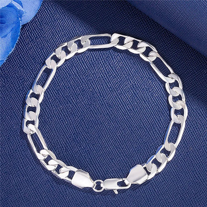 Fine Noble 925 Sterling Silver Solid Chain Bracelet For Women Men Charm Party Gift Wedding party Fashion Jewelry - ZOOMNSTORE