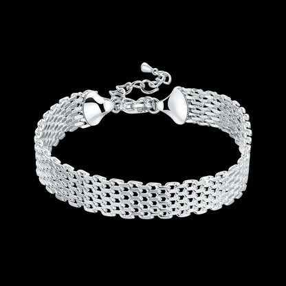 Fine Noble 925 Sterling Silver Solid Chain Bracelet For Women Men Charm Party Gift Wedding party Fashion Jewelry - ZOOMNSTORE