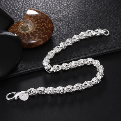 Fine Noble 925 Sterling Silver Solid Chain Bracelet For Women Men Charm Party Gift Wedding party Fashion Jewelry - ZOOMNSTORE