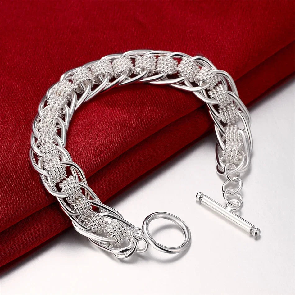Fine Noble 925 Sterling Silver Solid Chain Bracelet For Women Men Charm Party Gift Wedding party Fashion Jewelry - ZOOMNSTORE