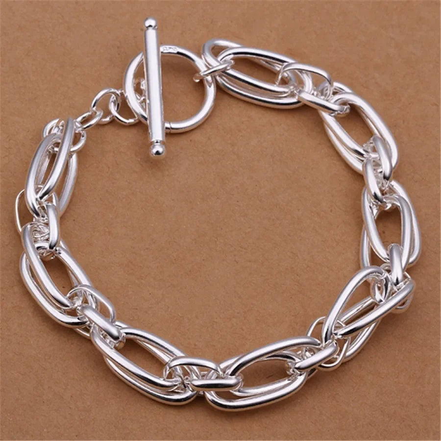 Fine Noble 925 Sterling Silver Solid Chain Bracelet For Women Men Charm Party Gift Wedding party Fashion Jewelry - ZOOMNSTORE