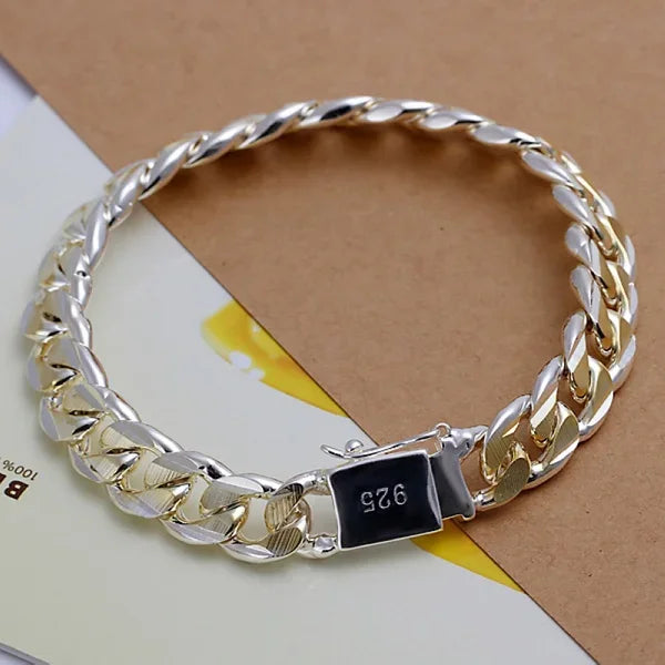 Fine Noble 925 Sterling Silver Solid Chain Bracelet For Women Men Charm Party Gift Wedding party Fashion Jewelry - ZOOMNSTORE