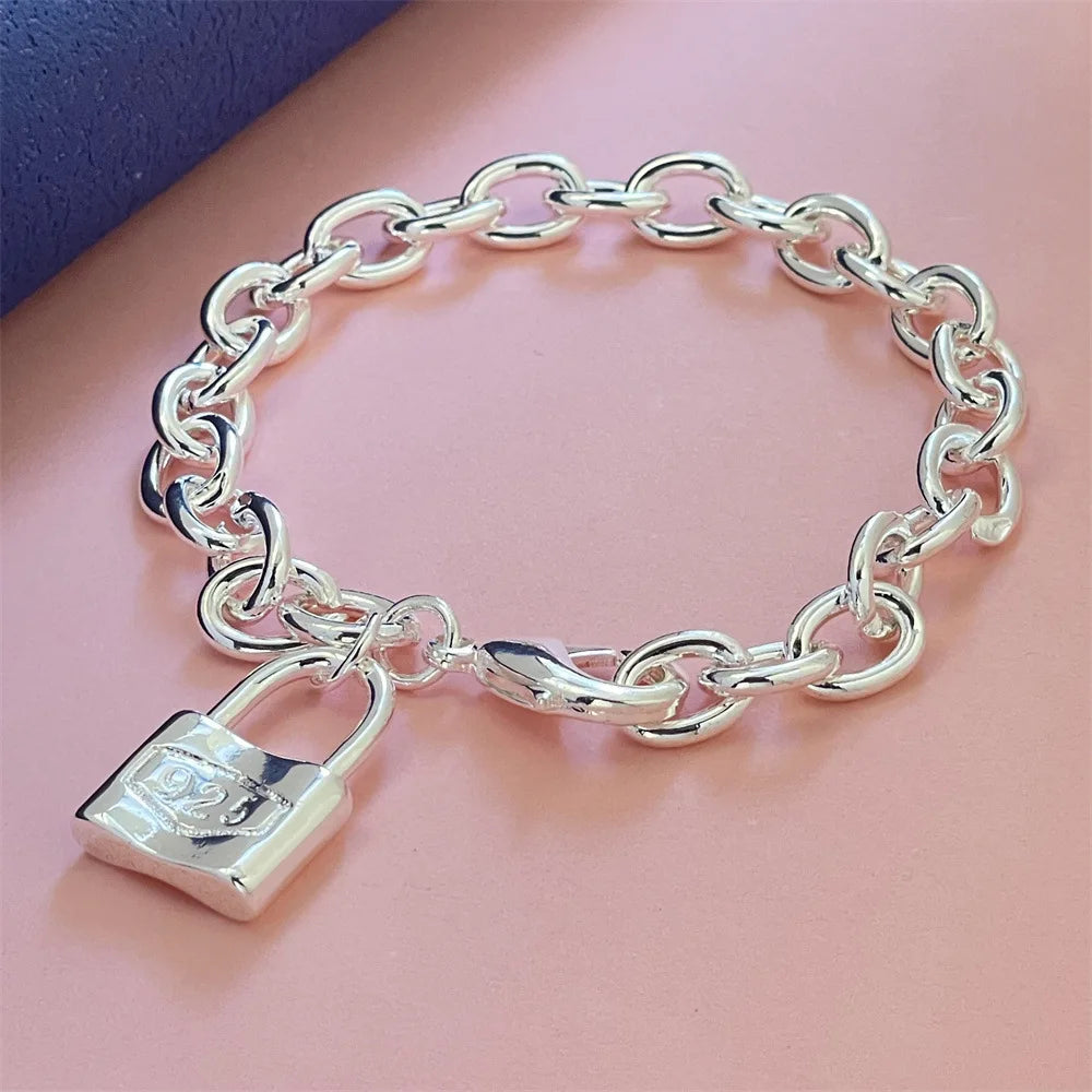 Fine Noble 925 Sterling Silver Solid Chain Bracelet For Women Men Charm Party Gift Wedding party Fashion Jewelry - ZOOMNSTORE