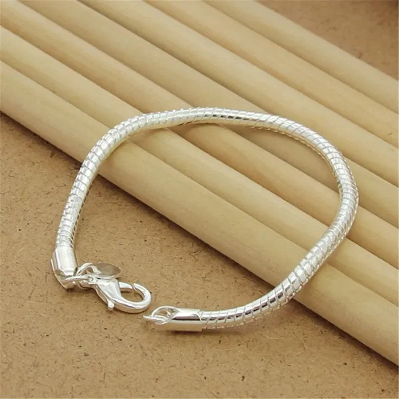 Fine Noble 925 Sterling Silver Solid Chain Bracelet For Women Men Charm Party Gift Wedding party Fashion Jewelry - ZOOMNSTORE