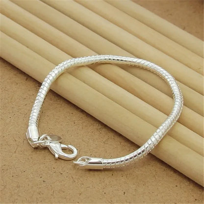 Fine Noble 925 Sterling Silver Solid Chain Bracelet For Women Men Charm Party Gift Wedding party Fashion Jewelry - ZOOMNSTORE