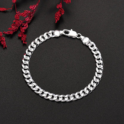 Fine Noble 925 Sterling Silver Solid Chain Bracelet For Women Men Charm Party Gift Wedding party Fashion Jewelry - ZOOMNSTORE