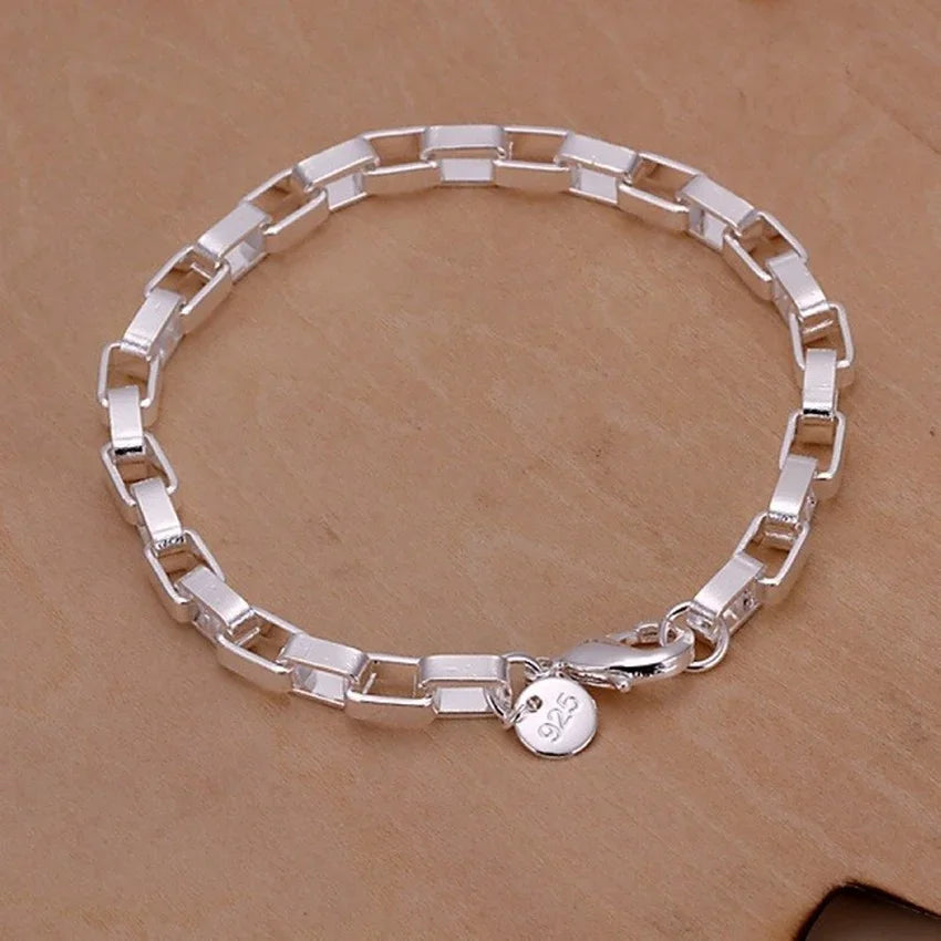 Fine Noble 925 Sterling Silver Solid Chain Bracelet For Women Men Charm Party Gift Wedding party Fashion Jewelry - ZOOMNSTORE