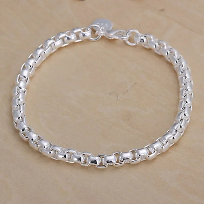 Fine Noble 925 Sterling Silver Solid Chain Bracelet For Women Men Charm Party Gift Wedding party Fashion Jewelry - ZOOMNSTORE