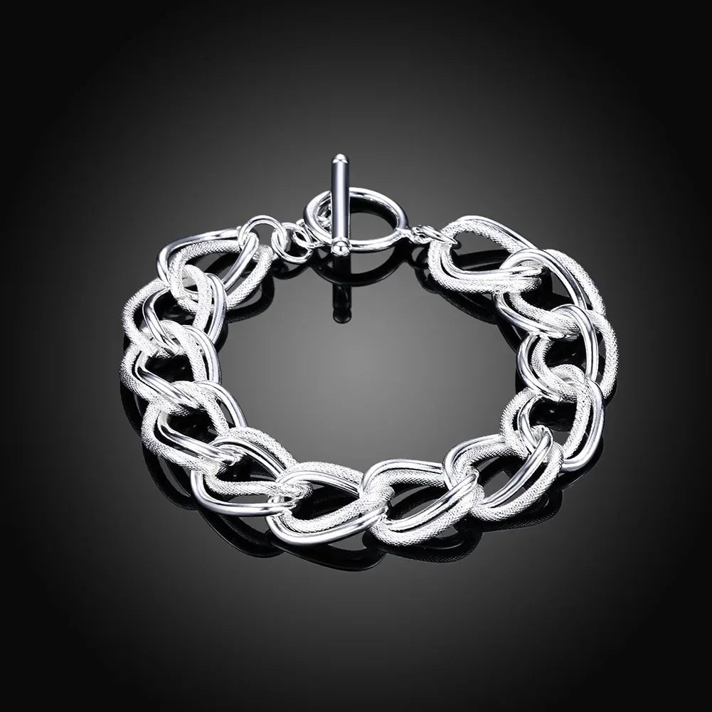 Fine Noble 925 Sterling Silver Solid Chain Bracelet For Women Men Charm Party Gift Wedding party Fashion Jewelry - ZOOMNSTORE