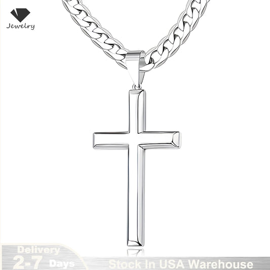 Sterling Silver Cross Necklace – Durable Cuban Crucifix Pendant Jewelry Gift - ZOOMNSTORE
