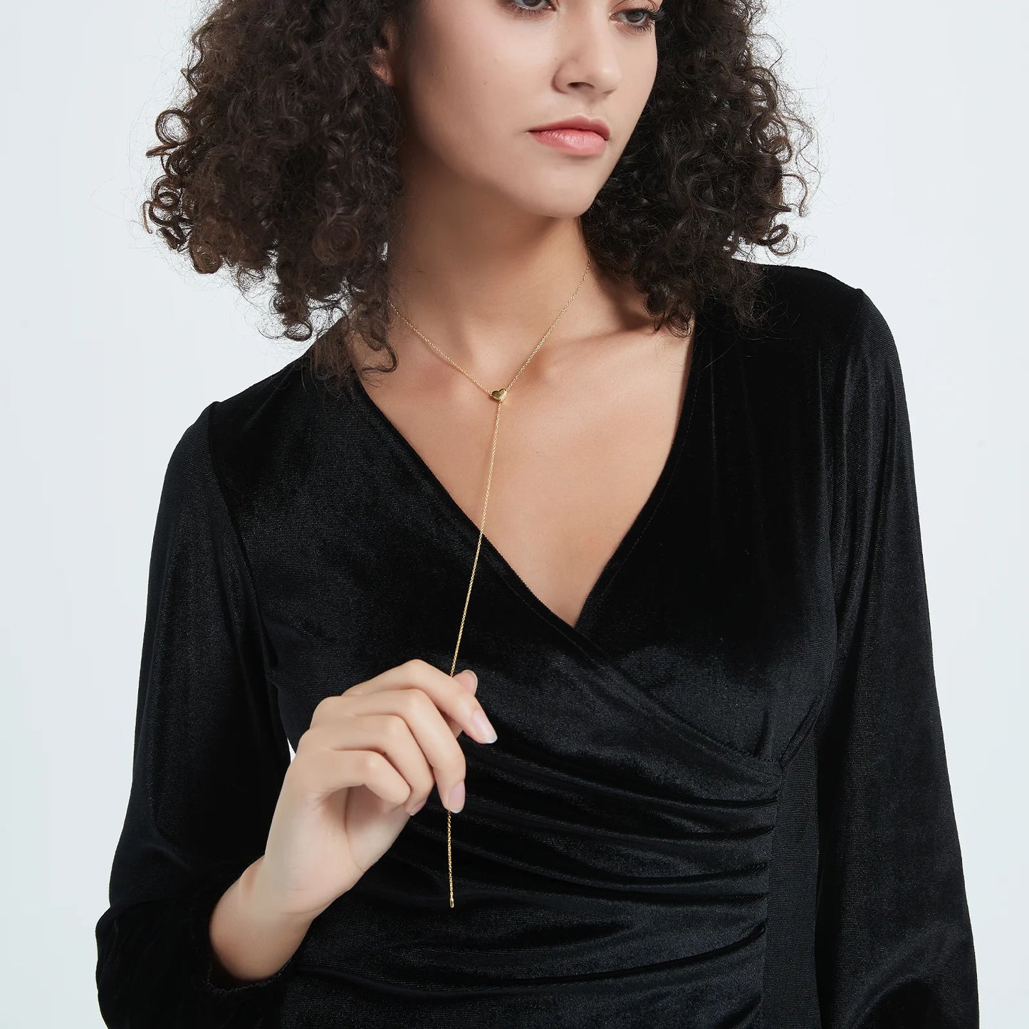 Sterling Silver Heart Necklace – Adjustable Chain, Gold Plated Pendant, Zircon Charm - ZOOMNSTORE