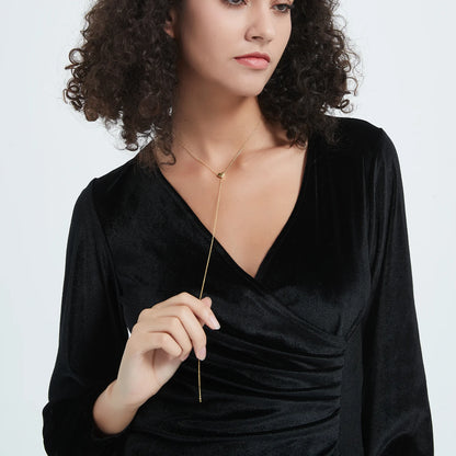 Sterling Silver Heart Necklace – Adjustable Chain, Gold Plated Pendant, Zircon Charm - ZOOMNSTORE