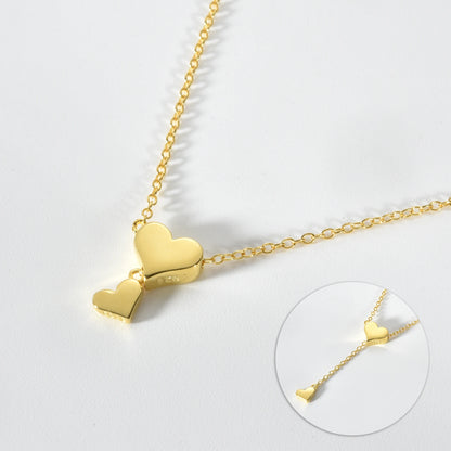 Sterling Silver Heart Necklace – Adjustable Chain, Gold Plated Pendant, Zircon Charm - ZOOMNSTORE