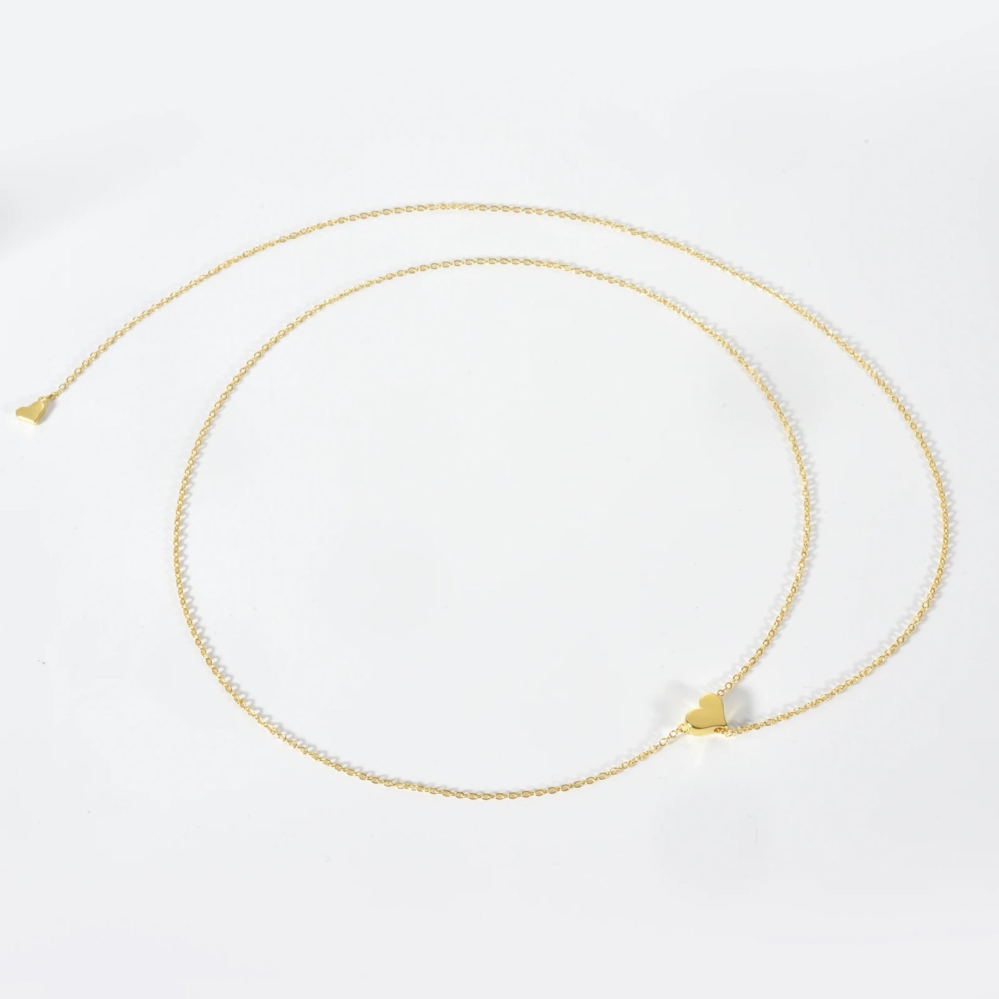 Sterling Silver Heart Necklace – Adjustable Chain, Gold Plated Pendant, Zircon Charm - ZOOMNSTORE