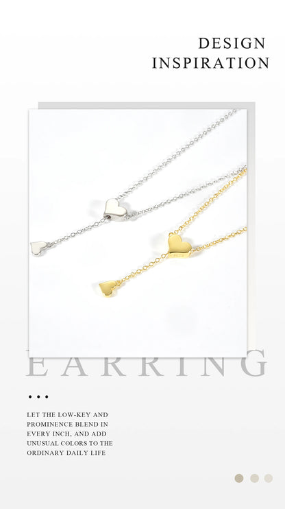 Sterling Silver Heart Necklace – Adjustable Chain, Gold Plated Pendant, Zircon Charm - ZOOMNSTORE