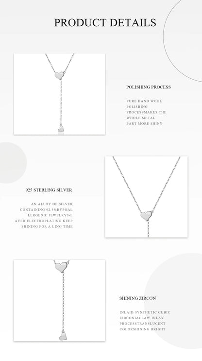 Sterling Silver Heart Necklace – Adjustable Chain, Gold Plated Pendant, Zircon Charm - ZOOMNSTORE