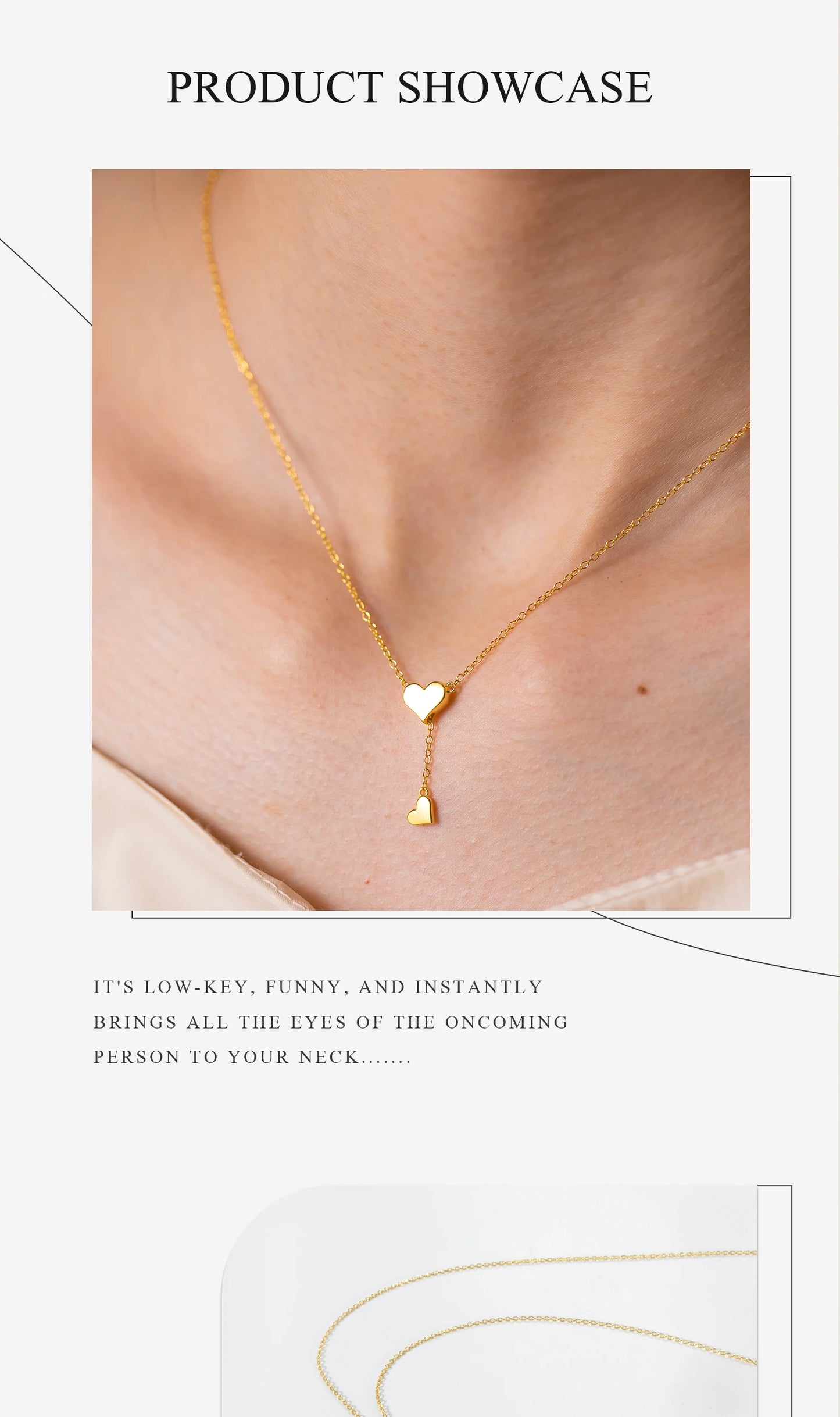 Sterling Silver Heart Necklace – Adjustable Chain, Gold Plated Pendant, Zircon Charm - ZOOMNSTORE