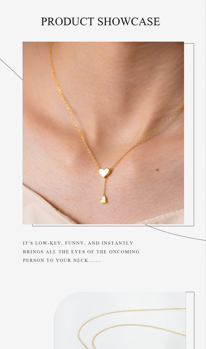 Sterling Silver Heart Necklace – Adjustable Chain, Gold Plated Pendant, Zircon Charm - ZOOMNSTORE