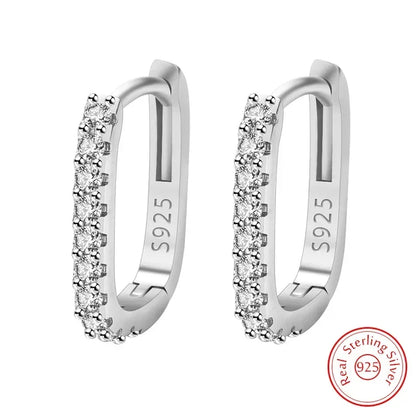 Sterling Silver Hoop Earrings - Luxury Zircon Circle Design for Women Wedding Party - ZOOMNSTORE