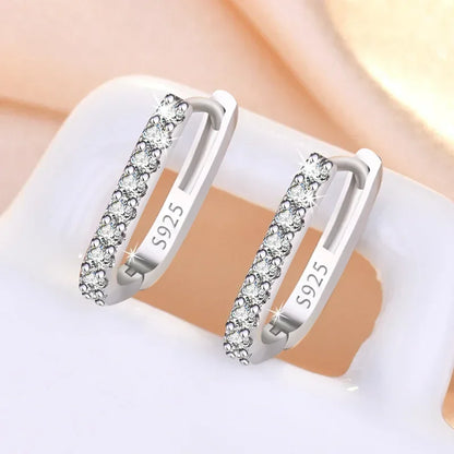 Sterling Silver Hoop Earrings - Luxury Zircon Circle Design for Women Wedding Party - ZOOMNSTORE