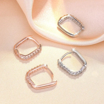 Sterling Silver Hoop Earrings - Luxury Zircon Circle Design for Women Wedding Party - ZOOMNSTORE