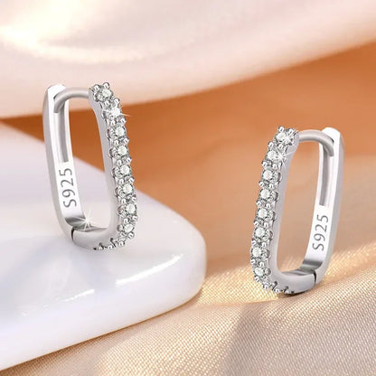 Sterling Silver Hoop Earrings - Luxury Zircon Circle Design for Women Wedding Party - ZOOMNSTORE
