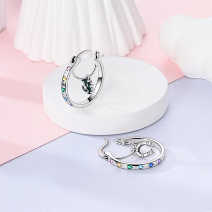 Sterling Silver Hoop Earrings – Zirconium Star Drop Style For Women’s Anniversary Jewelry Gift - ZOOMNSTORE