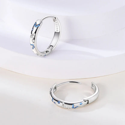 Sterling Silver Hoop Earrings – Zirconium Star Drop Style For Women’s Anniversary Jewelry Gift - ZOOMNSTORE