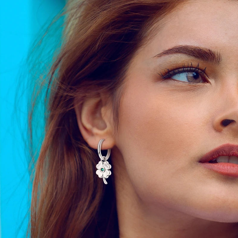 Sterling Silver Hoop Earrings – Zirconium Star Drop Style For Women’s Anniversary Jewelry Gift - ZOOMNSTORE