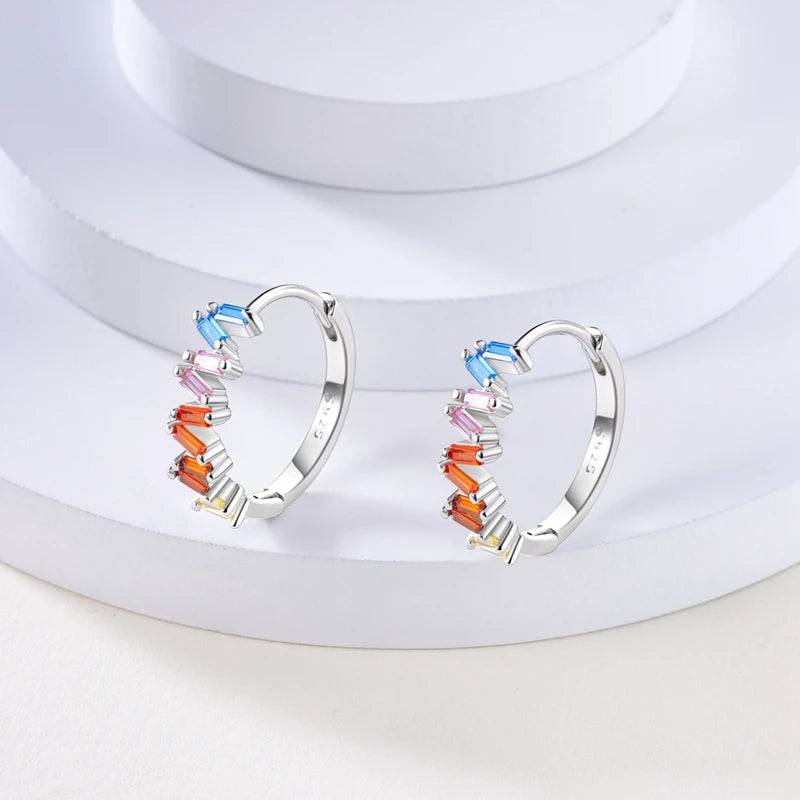 Sterling Silver Hoop Earrings – Zirconium Star Drop Style For Women’s Anniversary Jewelry Gift - ZOOMNSTORE
