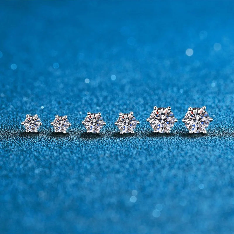 GRA 100% Real Sterling Silver 2 Certificate Moissanites D VVS1 Earrings Stud Pass Diamond Tester Pen For Women Wedding Jewelry - ZOOMNSTORE