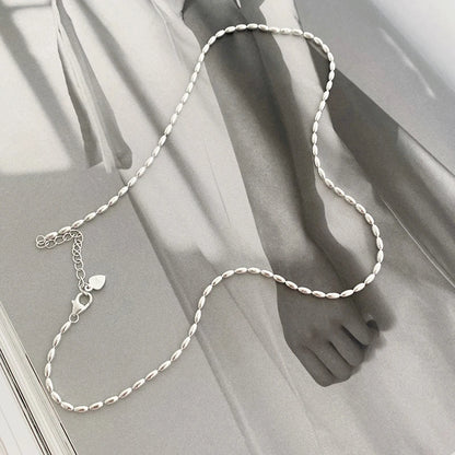 Sterling Silver Necklace - Handmade Beaded Collarbone Chain for Wedding Gift - ZOOMNSTORE
