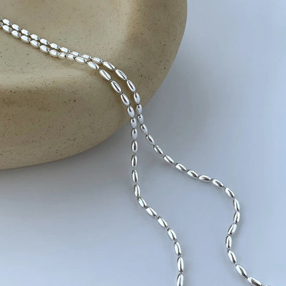 Sterling Silver Necklace - Handmade Beaded Collarbone Chain for Wedding Gift - ZOOMNSTORE