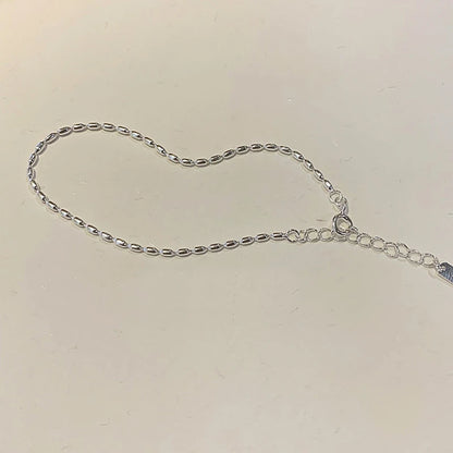 Sterling Silver Necklace - Handmade Beaded Collarbone Chain for Wedding Gift - ZOOMNSTORE