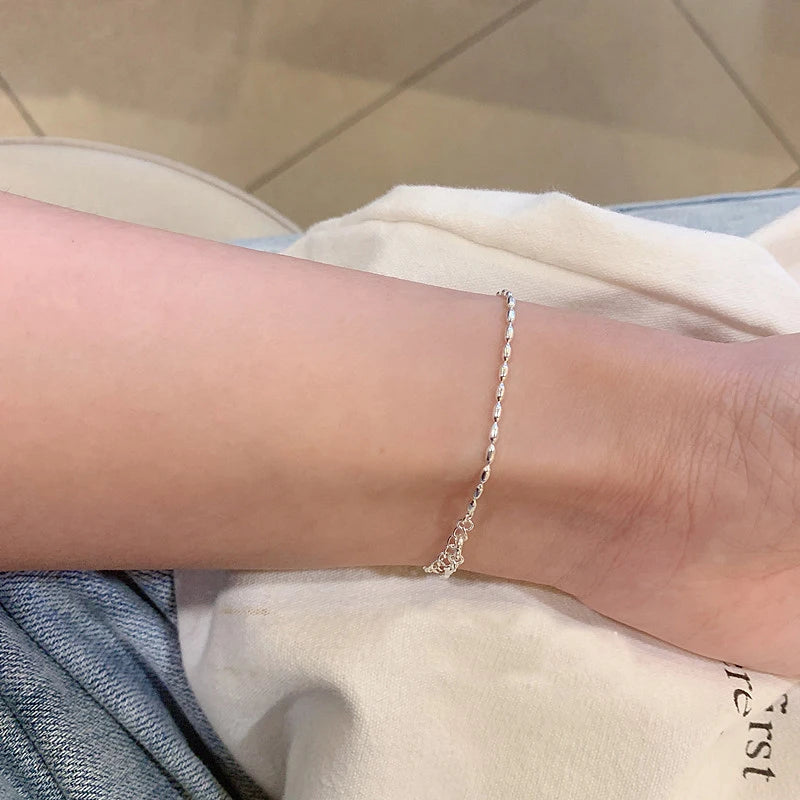 Sterling Silver Necklace - Handmade Beaded Collarbone Chain for Wedding Gift - ZOOMNSTORE