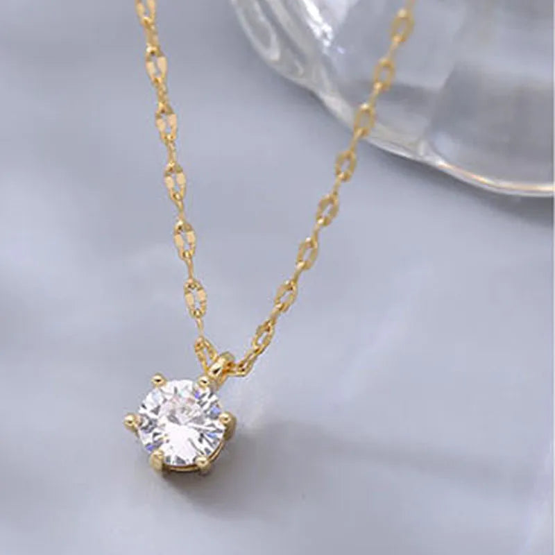 Hot 925 Sterling Silver Plated Necklace Versatile Single Sparkling AAA Zircon Clavicle Chain for Women Wedding Jewelry Wholesale - ZOOMNSTORE