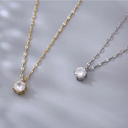 Hot 925 Sterling Silver Plated Necklace Versatile Single Sparkling AAA Zircon Clavicle Chain for Women Wedding Jewelry Wholesale - ZOOMNSTORE
