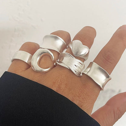 Sterling Silver Rings - Minimalist Handmade Moon Ring Set for Women, Allergy Free Jewelry Gift - ZOOMNSTORE