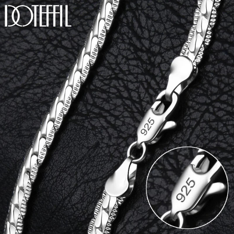 Sterling Silver Side Chain Necklace - 6mm 1618202224 Inch Fashion Jewelry for Men  Women - ZOOMNSTORE