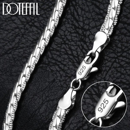 Sterling Silver Side Chain Necklace - 6mm 1618202224 Inch Fashion Jewelry for Men  Women - ZOOMNSTORE