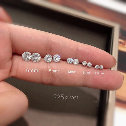 Sterling Silver Stud Earrings – 925 Silver Tiny Crystal CZ Jewelry Gift for Girls - ZOOMNSTORE