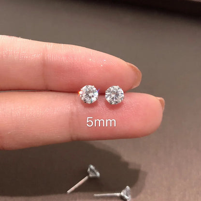 Sterling Silver Stud Earrings – 925 Silver Tiny Crystal CZ Jewelry Gift for Girls - ZOOMNSTORE