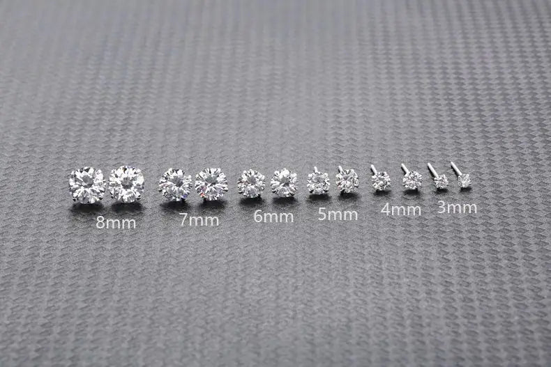 Sterling Silver Stud Earrings – 925 Silver Tiny Crystal CZ Jewelry Gift for Girls - ZOOMNSTORE