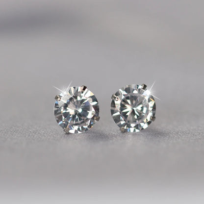 Sterling Silver Stud Earrings – 925 Silver Tiny Crystal CZ Jewelry Gift for Girls - ZOOMNSTORE