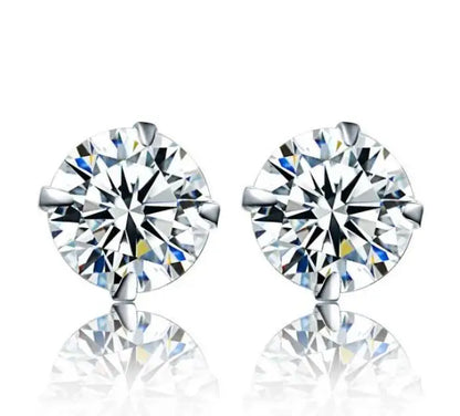 Sterling Silver Stud Earrings – 925 Silver Tiny Crystal CZ Jewelry Gift for Girls - ZOOMNSTORE