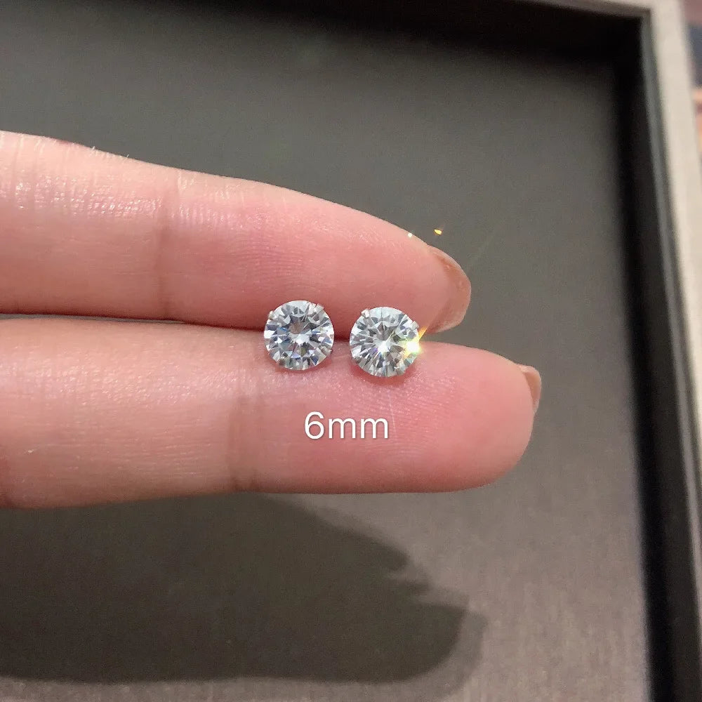 Sterling Silver Stud Earrings – 925 Silver Tiny Crystal CZ Jewelry Gift for Girls - ZOOMNSTORE